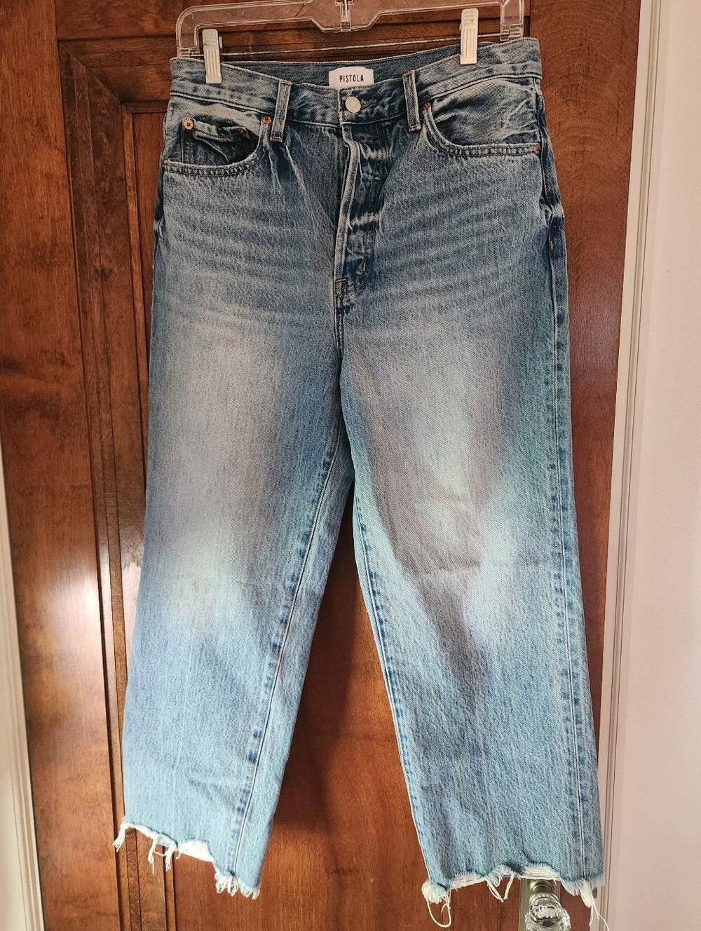 Pistola light blue cropped straight jeans